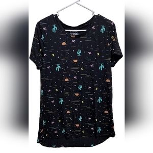 Modern Lux Black Dessert Print V-Neck T-Shirt, Size X-Large